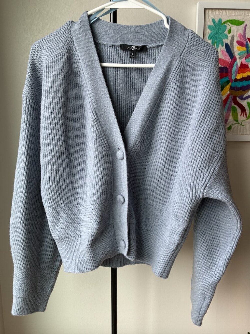 7 for All Mankind Light Blue Knit Cardigan - Size S